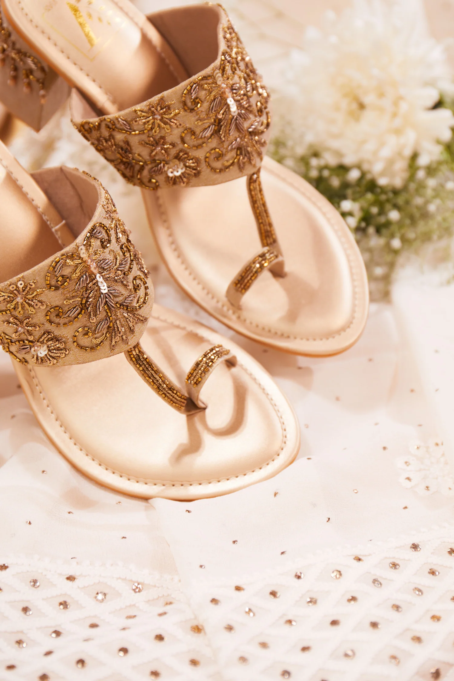 Gulnaaz Gold Block Heels - Image 4
