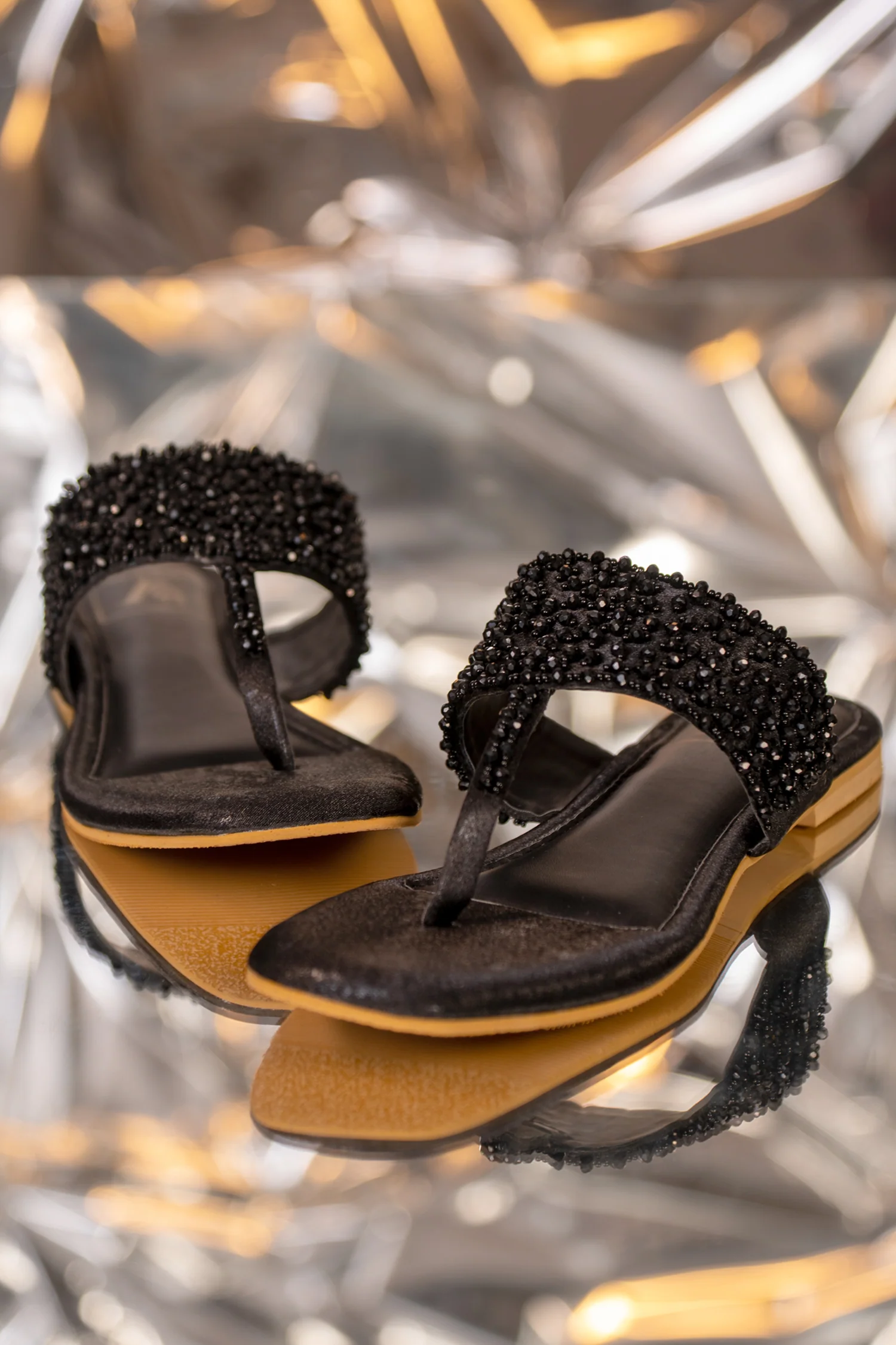 Kyra Black T-strap Flats - Image 3