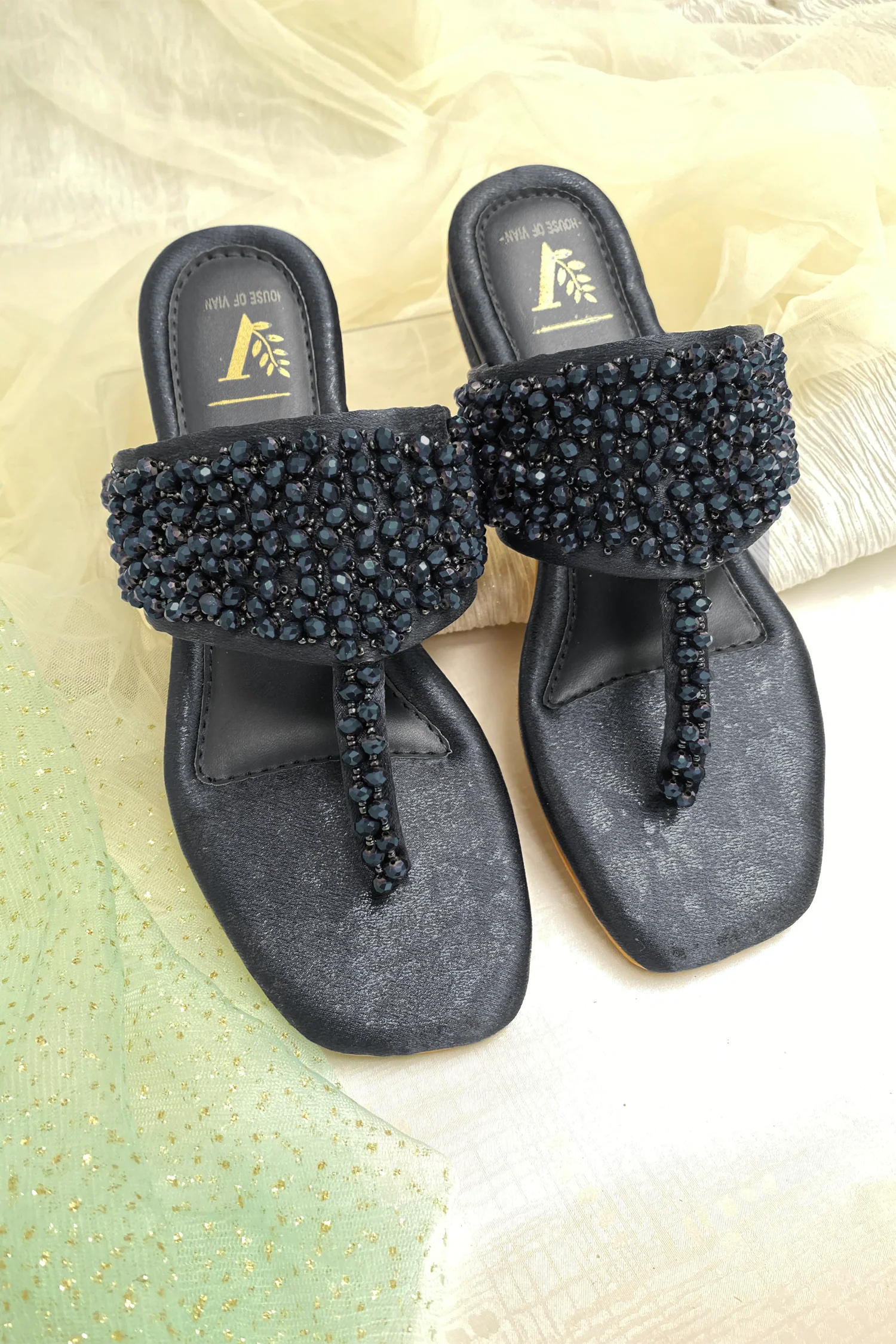 Kyra Black T-strap Flats - Image 4