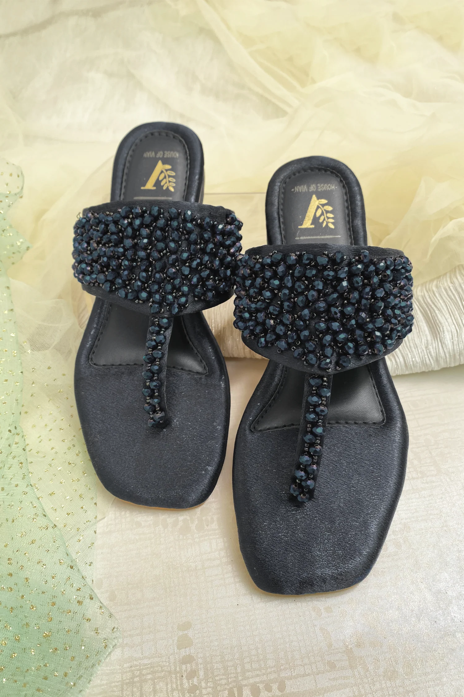 Kyra Black T-strap Flats - Image 5