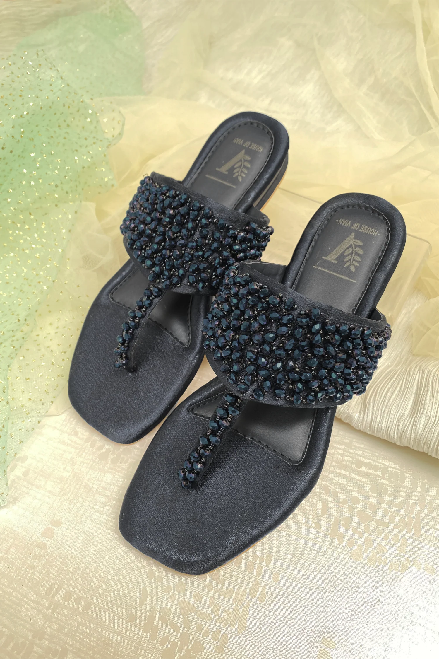 Kyra Black T-strap Flats - Image 6