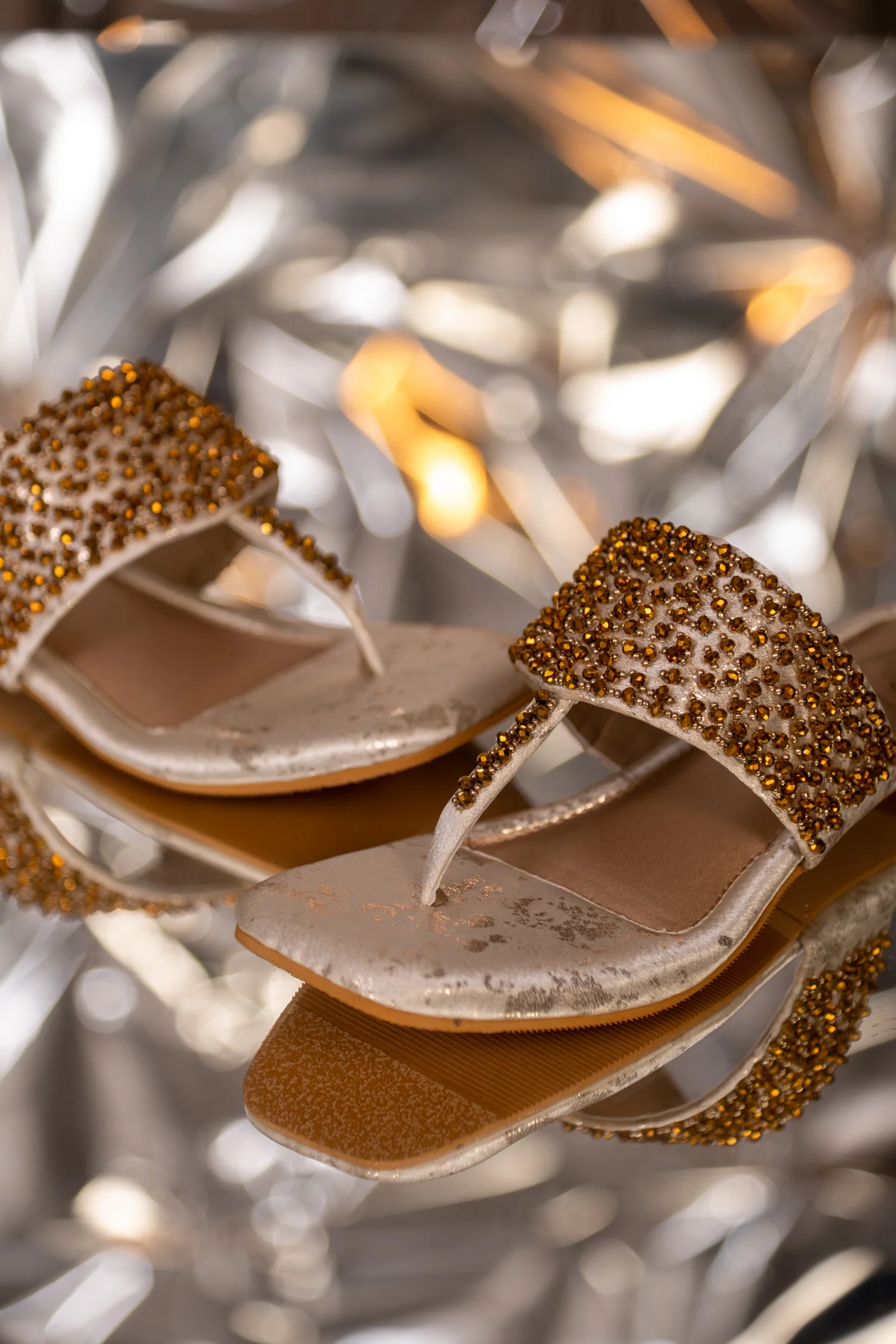 Kyra Gold T-strap Flats - Image 3