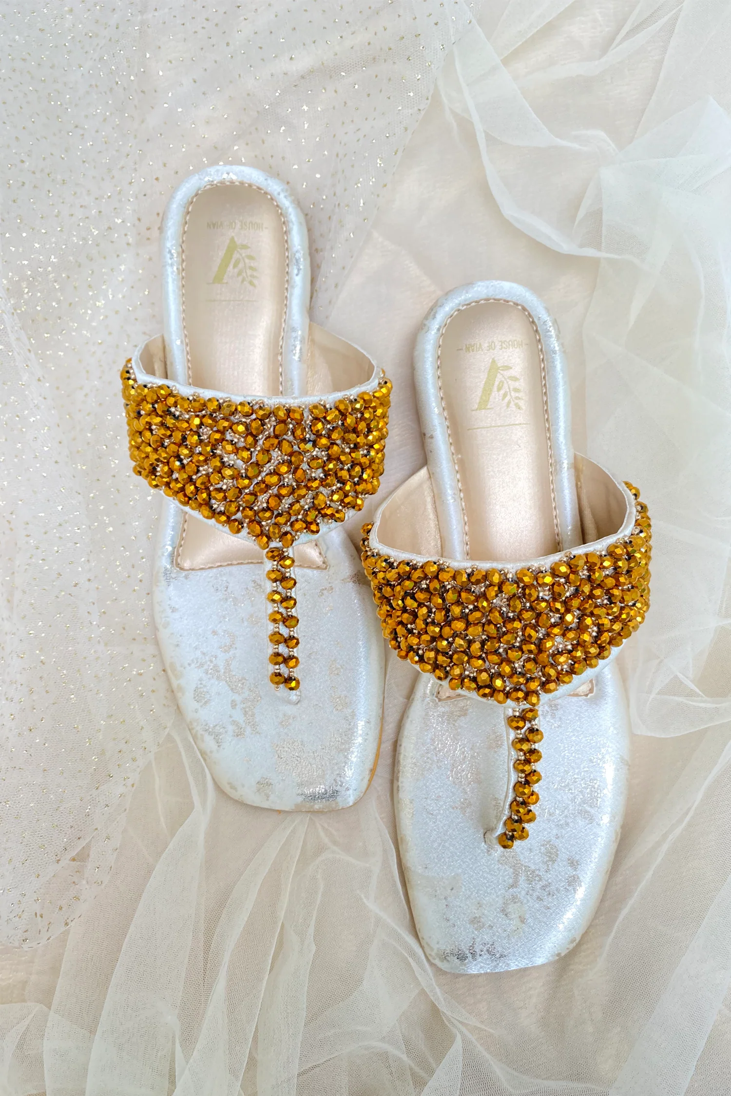 Kyra Gold T-strap Flats - Image 6