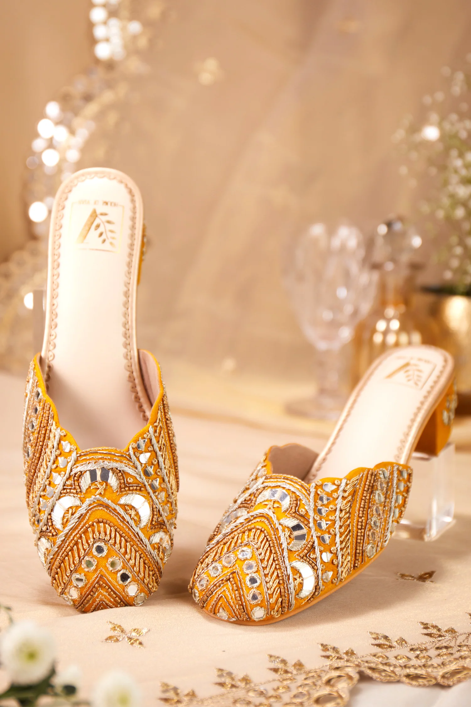 Mahira Yellow Mule Heels - Image 2