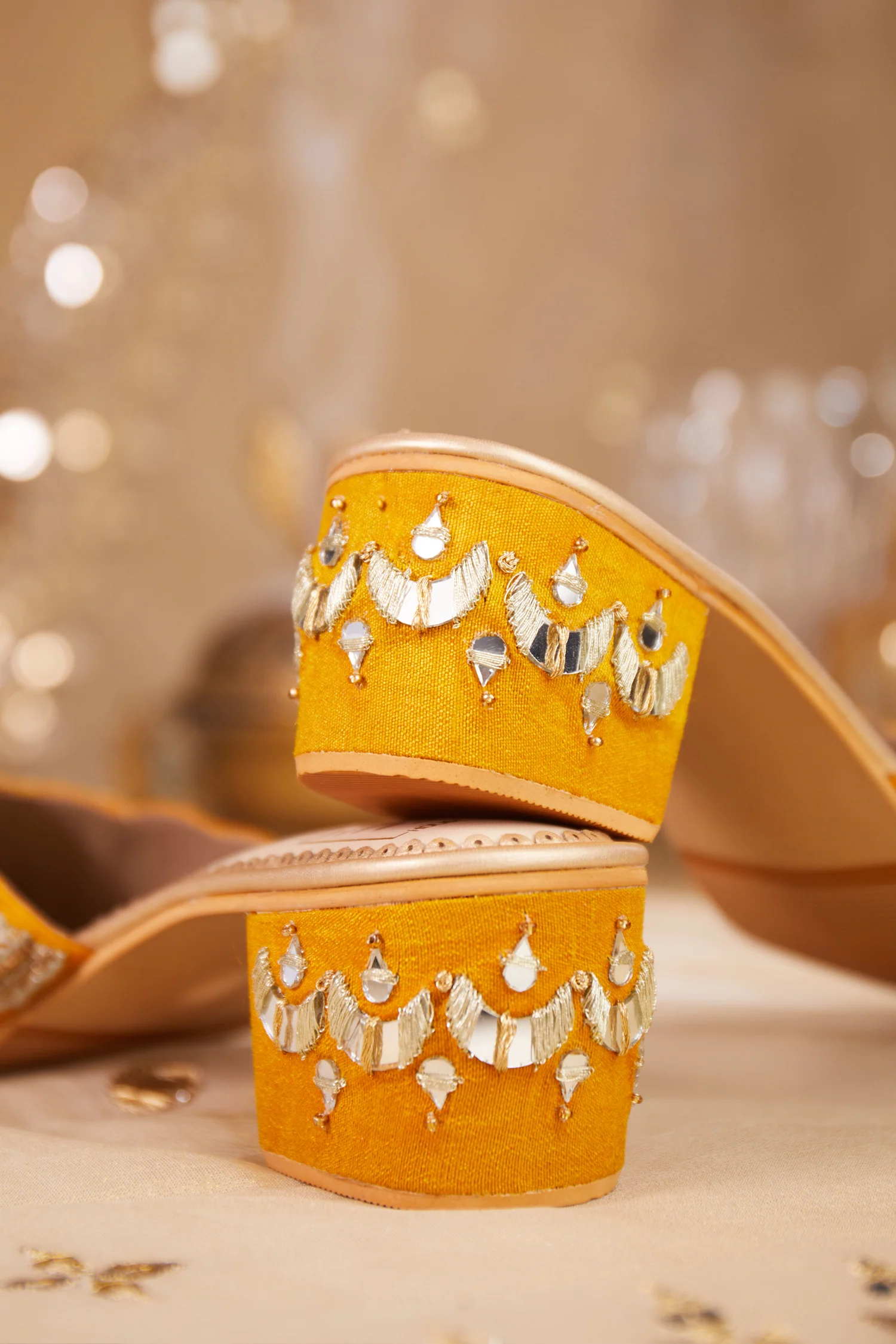 Mahira Yellow Mule Heels - Image 5