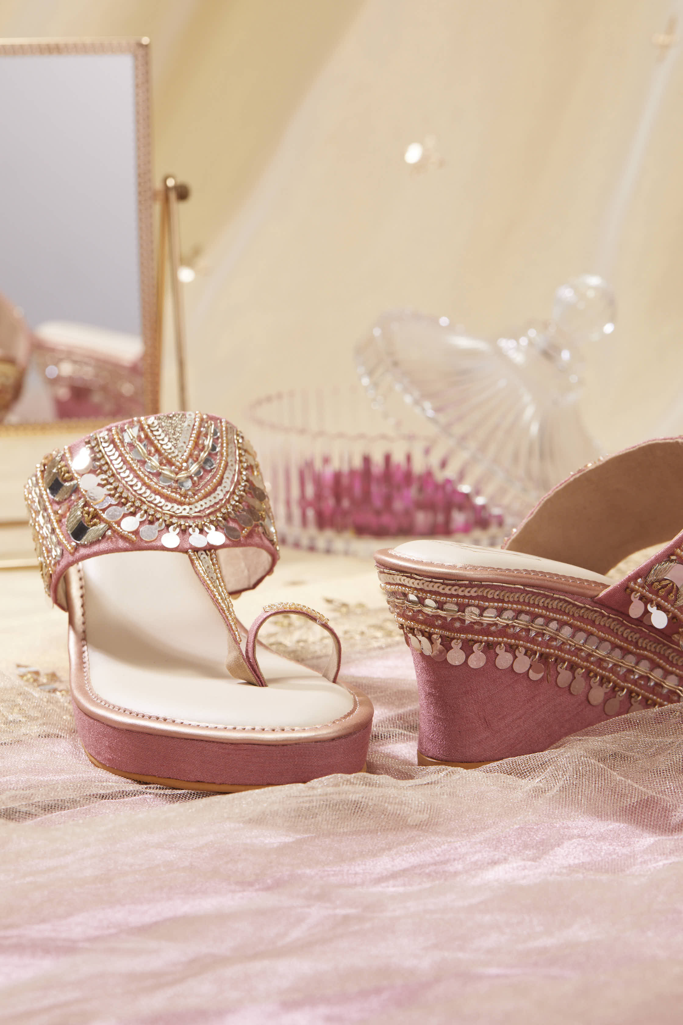 Mahnaaz Pink Wedges - Image 2