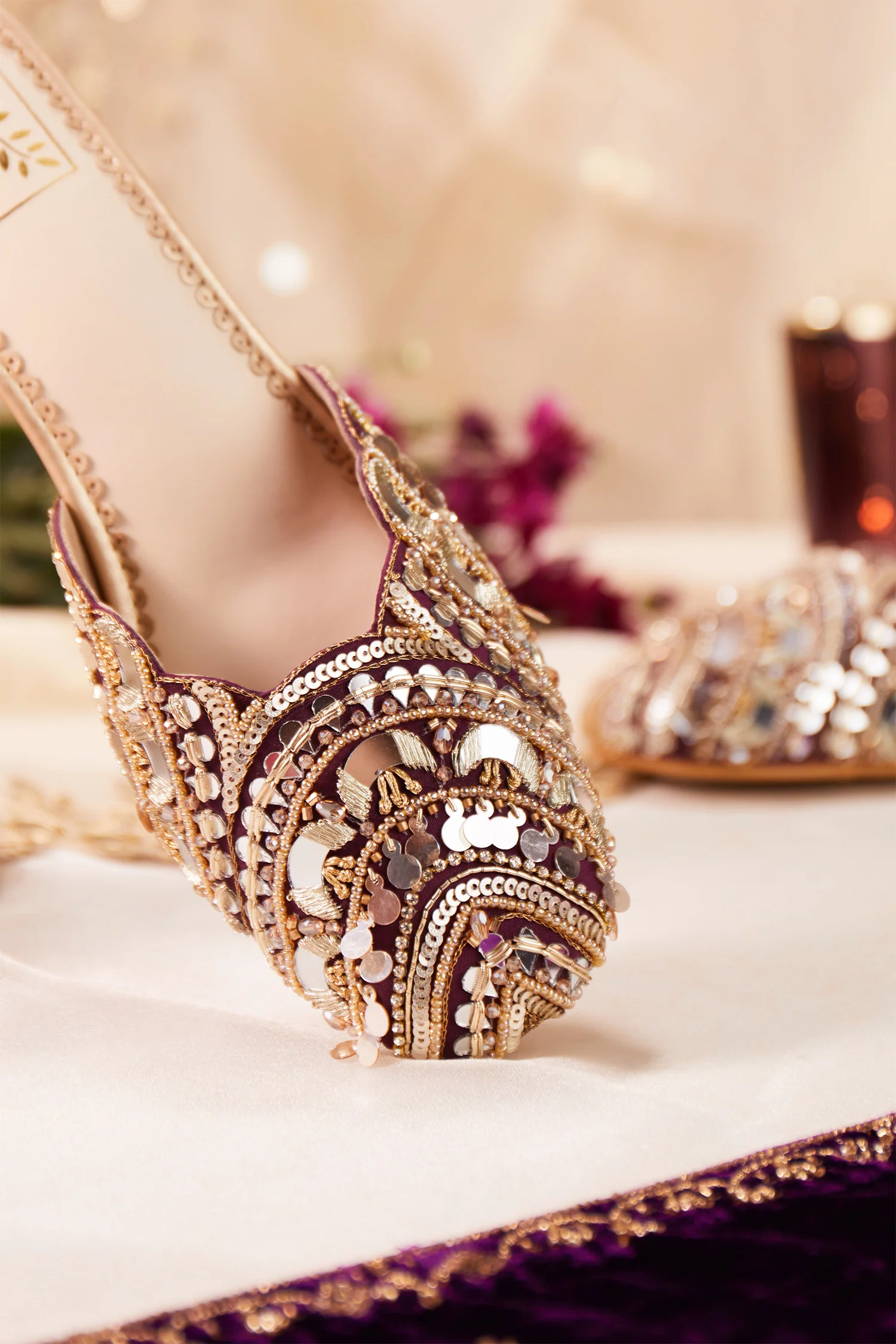 Mahnaaz Wine Mule Heels