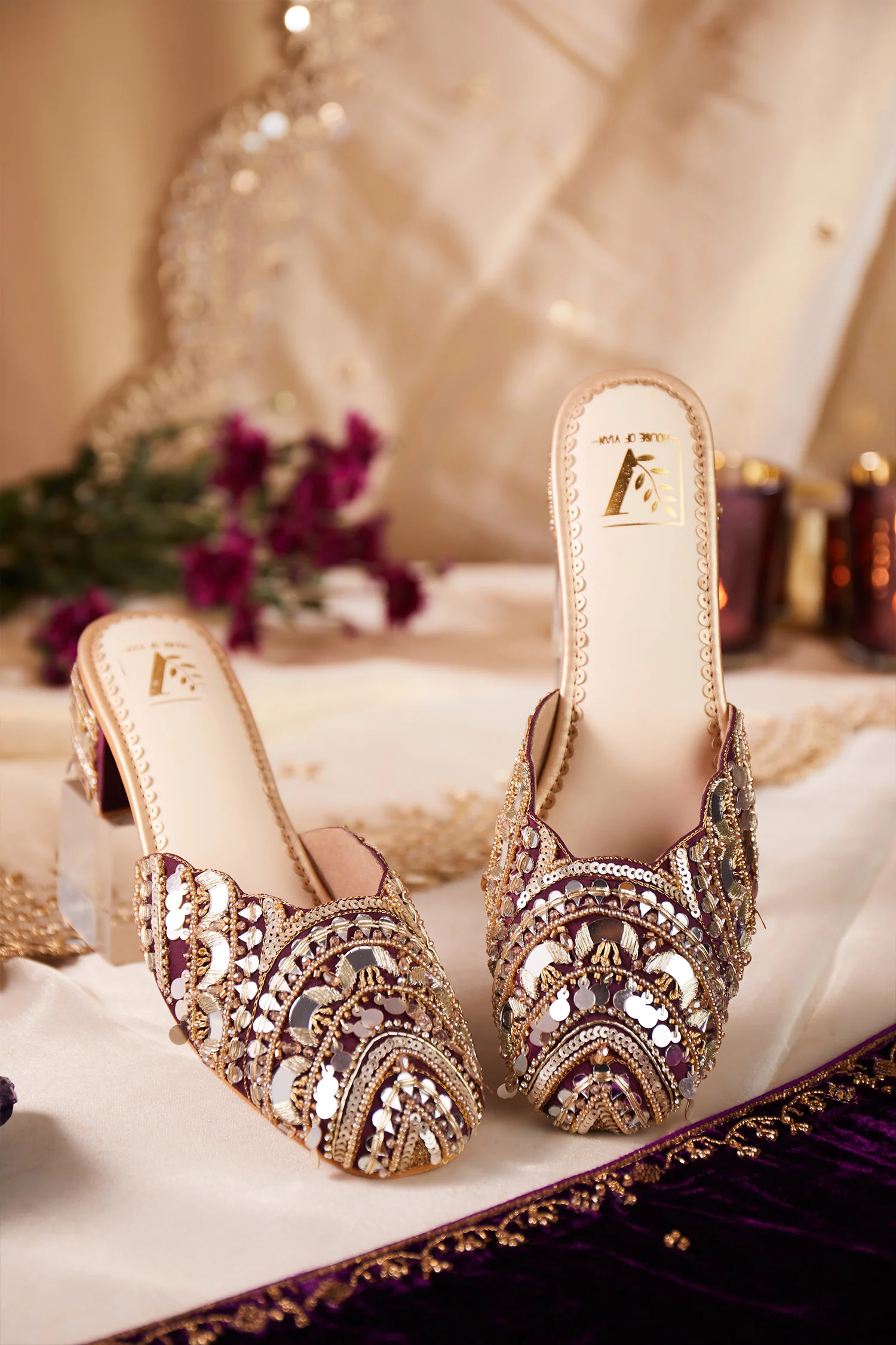 Mahnaaz Wine Mule Heels - Image 2
