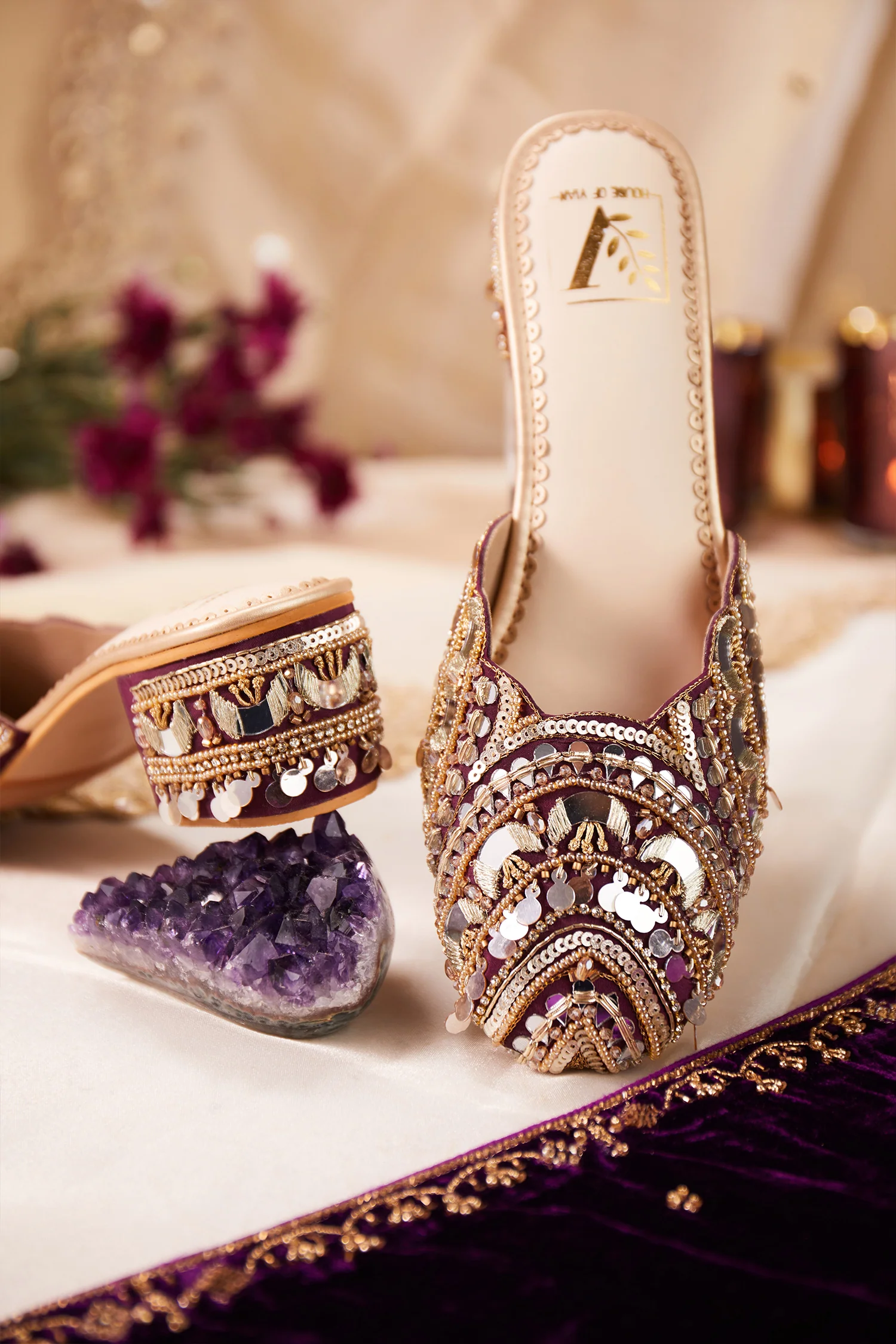 Mahnaaz Wine Mule Heels - Image 3