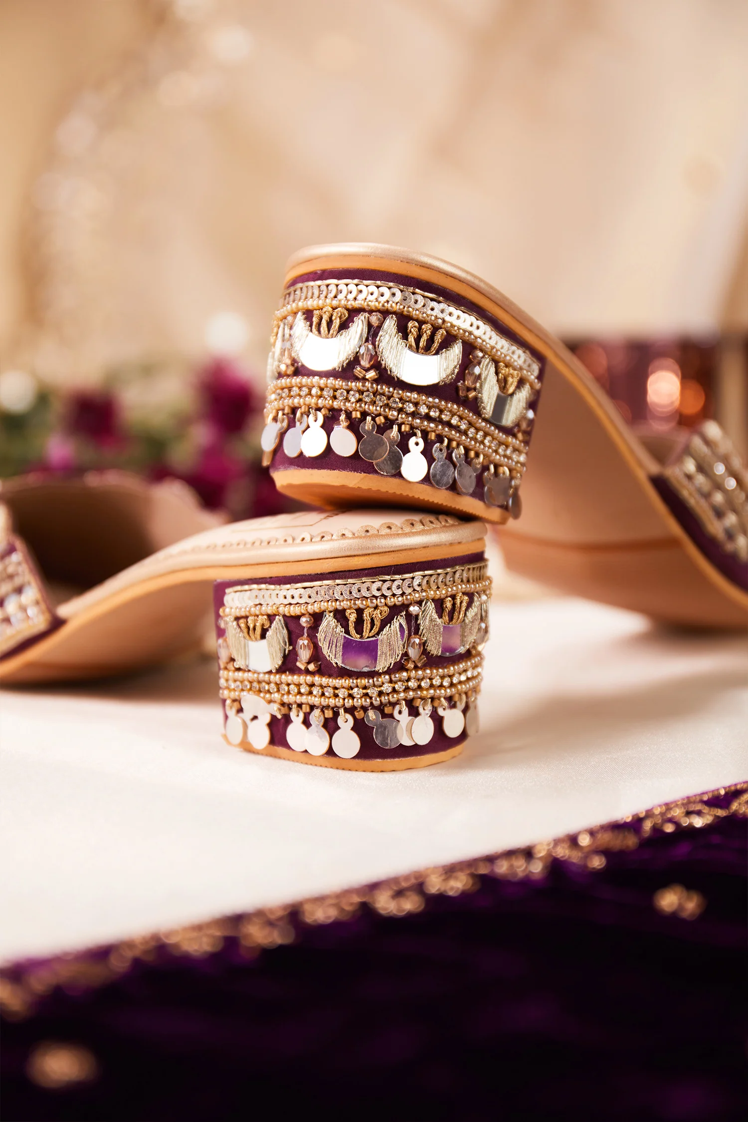 Mahnaaz Wine Mule Heels - Image 4