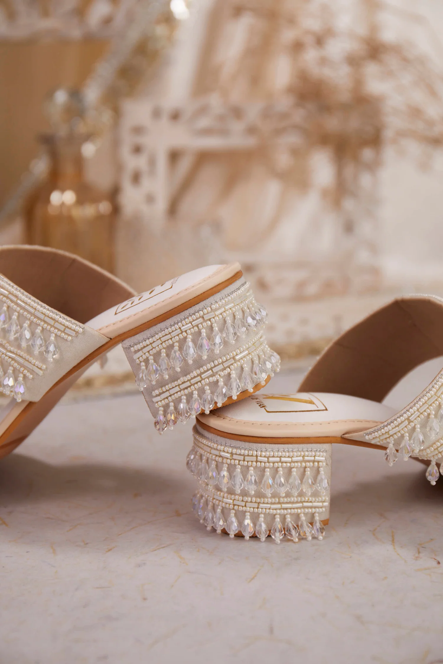 Ilina White Block Heels - Image 3