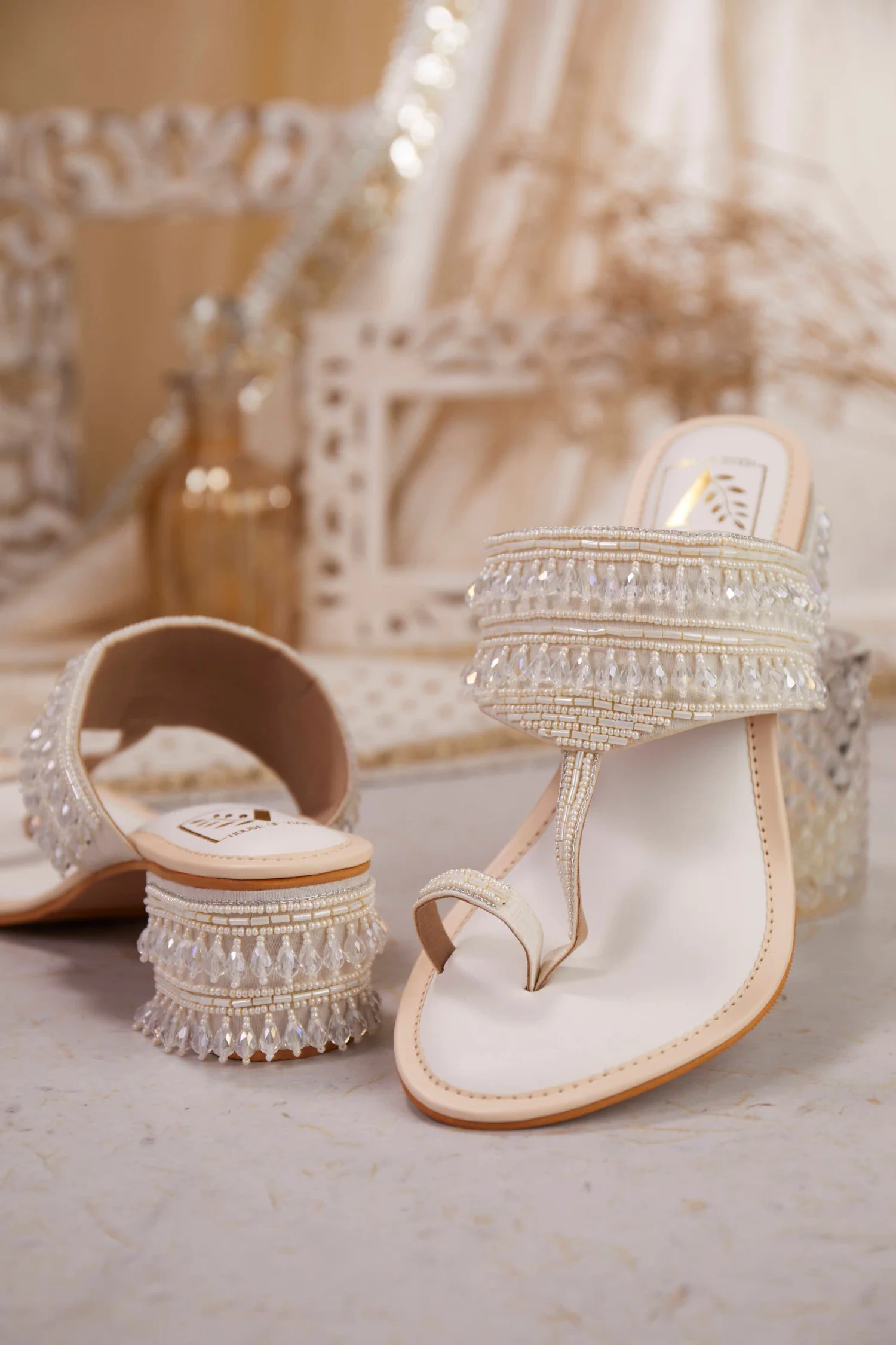 Ilina White Block Heels - Image 4