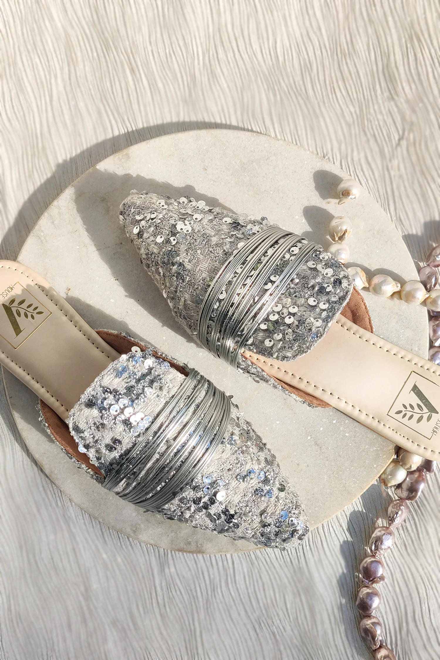 Shimmer Silver Mules - Image 3