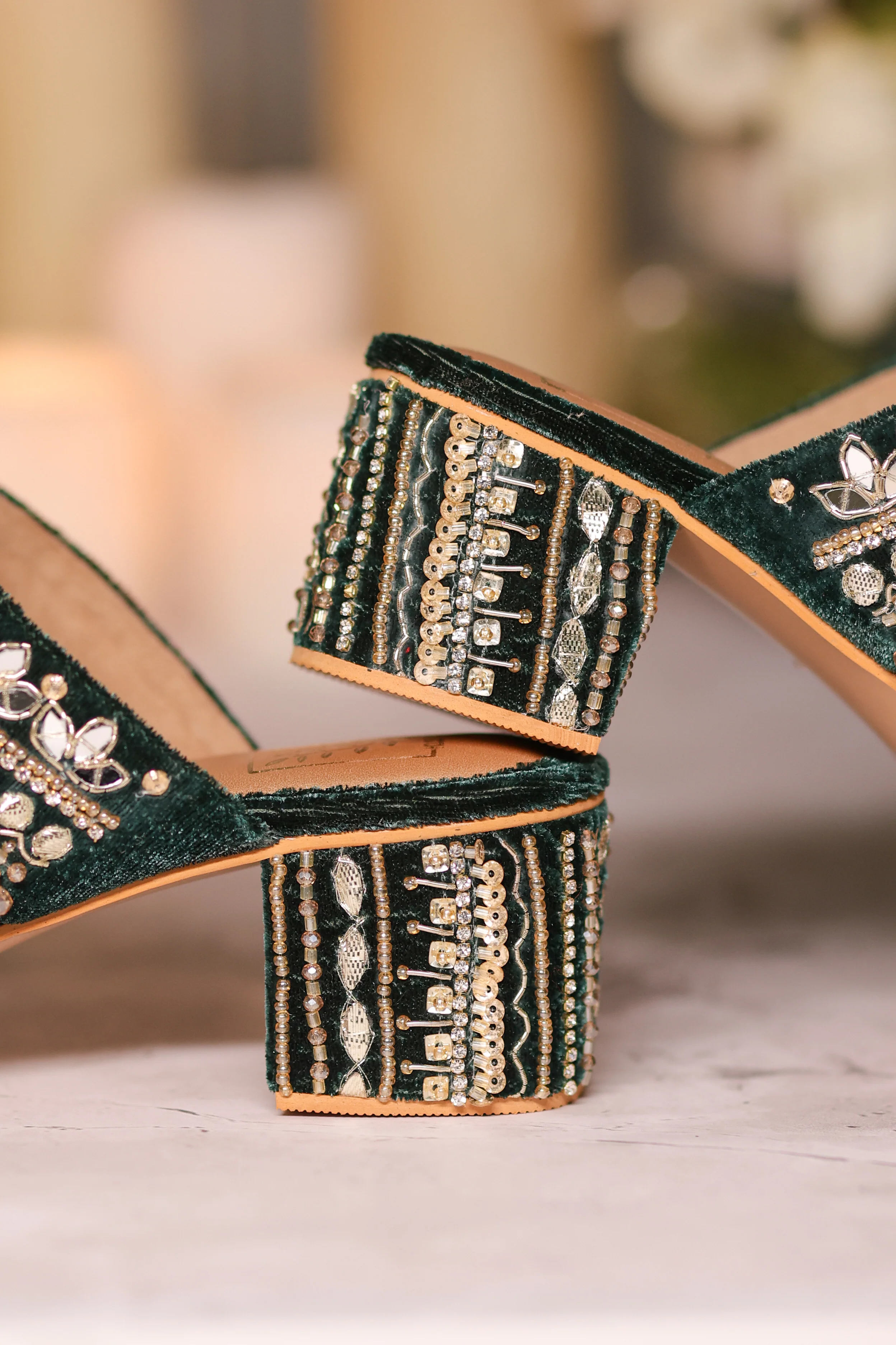 Zoya Green Block Heels - Image 3